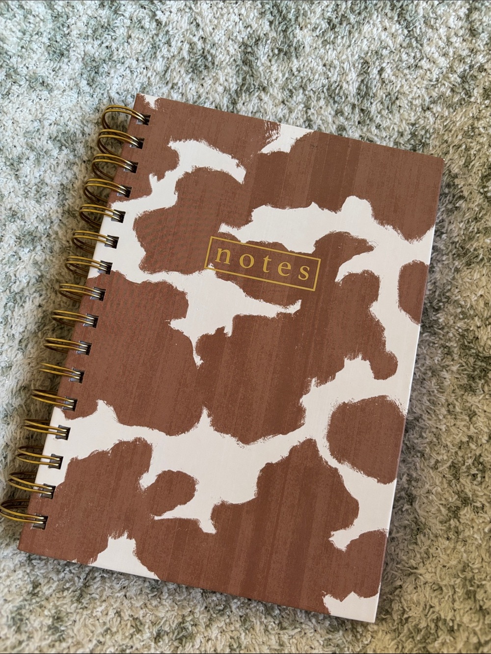 Notes Spiral Lined Notebook Journal Brown & White Cowhide Western NWT 250pg
